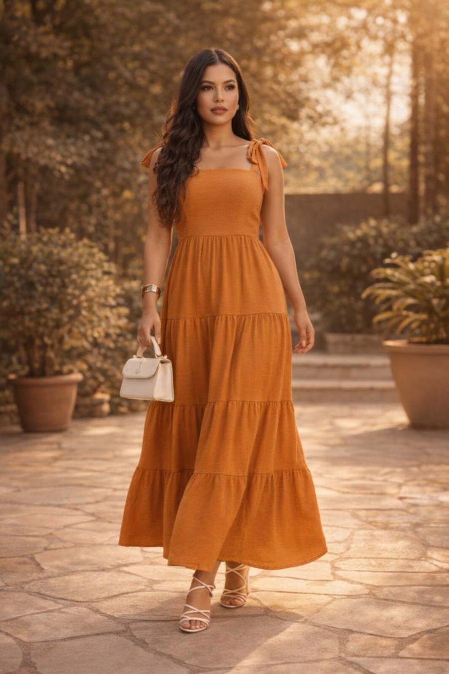 Vestido longo Três Marias de linho
